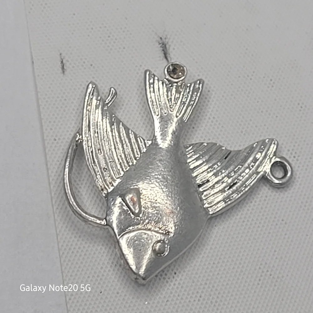 Vintage Angelfish Sterling Silver Aquarium Tropical Fish Charm Pendant - 3.45g